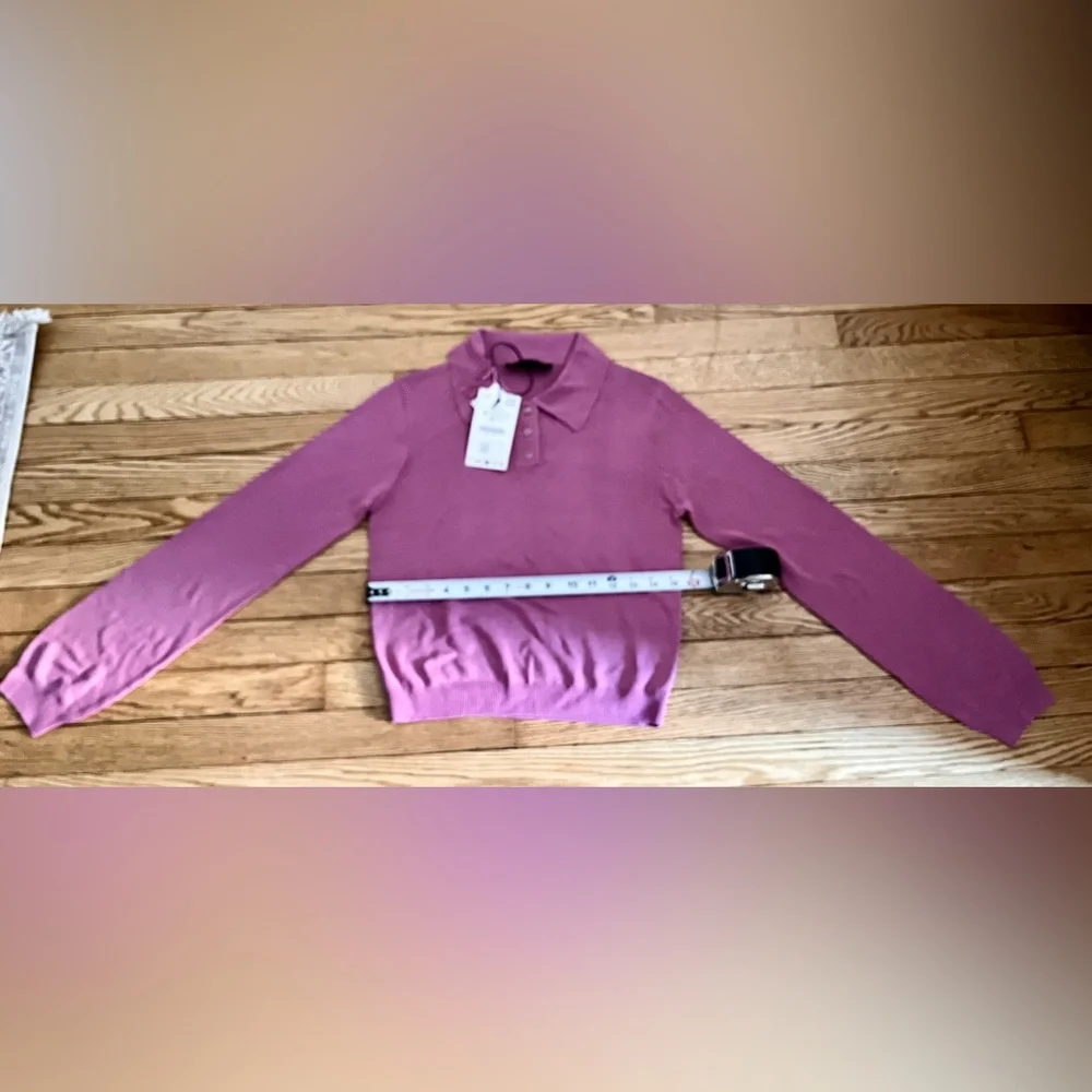 Zara Pink Short-Sleeve Polo Sweater
